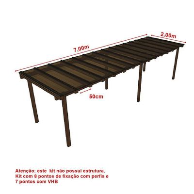 Kit Policarbonato Bronze 4mm 7,00m X 2,00m - Perfis Naturais