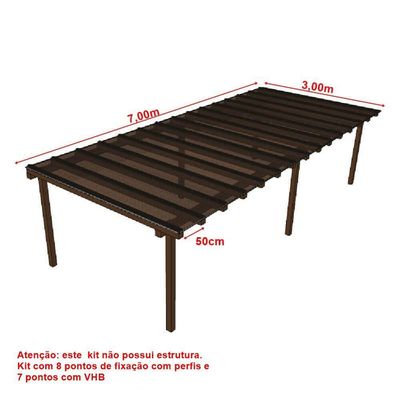 Kit Policarbonato Bronze 4mm 7,00m X 3,00m - Perfis Naturais