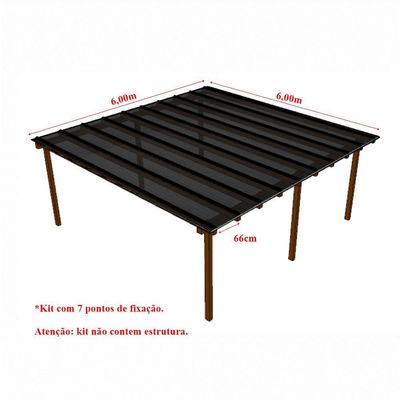 Kit Policarbonato Fume 6mm 6,00m X 6,00m - Perfis Naturais