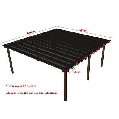 Kit Policarbonato Fume 4mm 6,00m X 6,00m - Perfis Naturais