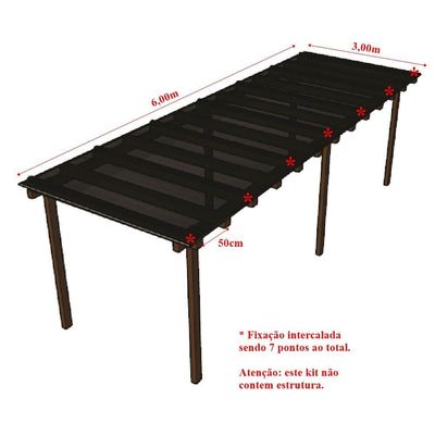 Kit Policarbonato Fume 4mm 6,00m X 3,00m - Perfis Naturais
