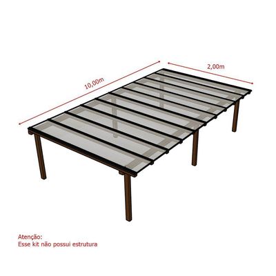 Kit Policarbonato Cristal 6mm 10,00m X 2,00m - Perfis Naturais