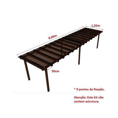 Kit Policarbonato Bronze 4mm 8,00m X 1,50m - Perfis Naturais