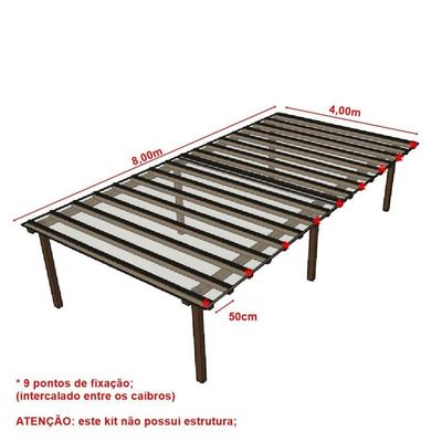Kit Policarbonato Cristal 4mm 8,00m X 4,00m - Perfis Naturais