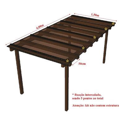 Kit Policarbonato Bronze 4mm 4,00m X 1,50m - Perfis Naturais