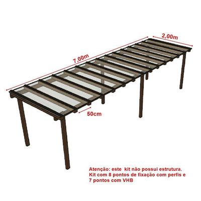 Kit Policarbonato Cristal 4mm 7,00m X 2,00m - Perfis Naturais
