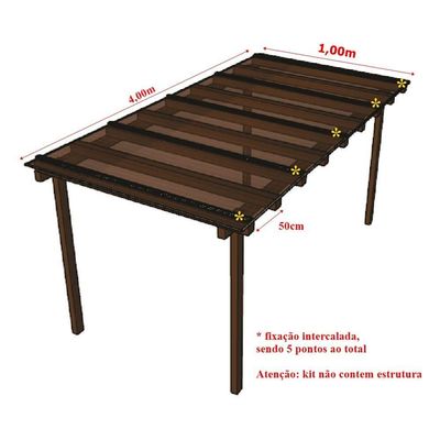 Kit Policarbonato Bronze 4mm 4,00m X 1,00m - Perfis Naturais