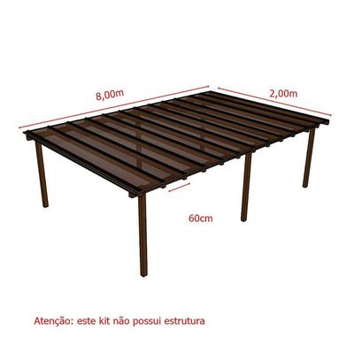 Kit Policarbonato Bronze 6mm 8,00m X 2,00m - Perfis Naturais