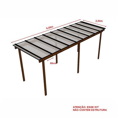 Kit Policarbonato Branco Refletivo 6mm 6,00m X 2,00m - Perfis Naturais