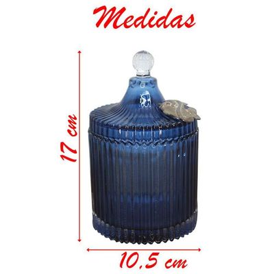 Porta Algodão E Cotonete Vidro Com Detalhe De Metal 17cm