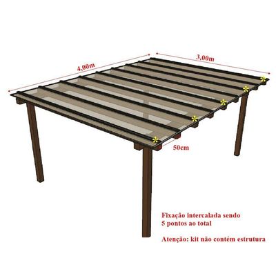Kit Policarbonato Cristal 4mm 4,00m X 3,00m - Perfis Naturais