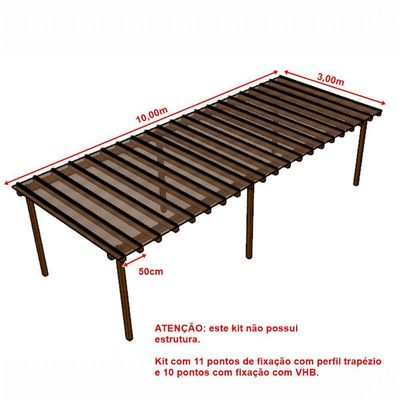 Kit Policarbonato Bronze 4mm 10,00m X 3,00m - Perfis Naturais