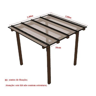 Kit Policarbonato Cristal 4mm 2,00m X 3,00m - Perfis Naturais