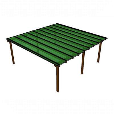Kit Policarbonato Verde 6mm 6,00m X 6,00m - Perfis Naturais