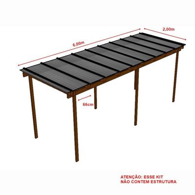 Kit Policarbonato Cinza Refletivo 6mm 6,00m X 2,00m - Perfis Naturais