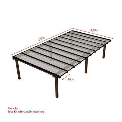 Kit Policarbonato Cristal 6mm 7,00m X 4,00m - Perfis Naturais