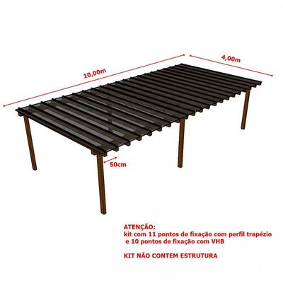Kit Policarbonato Fume 4mm 10,00m X 4,00m - Perfis Naturais