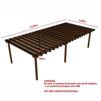 Kit Policarbonato Bronze 4mm 12,00m X 3,00m - Perfis Naturais