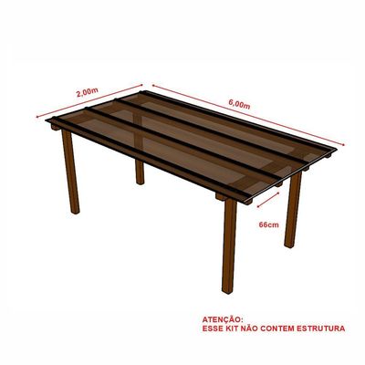 Kit Policarbonato Bronze 6mm 2,00m X 6,00m - Perfis Naturais