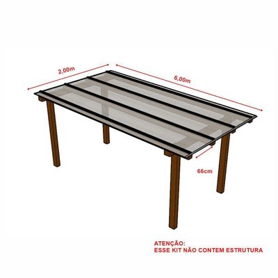 Kit Policarbonato Cristal 6mm 2,00m X 6,00m - Perfis Naturais