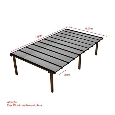 Kit Policarbonato Cinza Refletivo 6mm 7,00m X 6,00m - Perfis Naturais