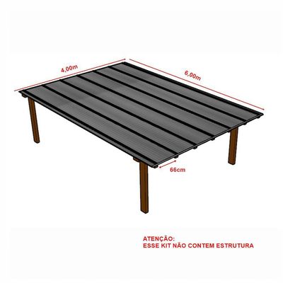 Kit Policarbonato Cinza Refletivo 6mm 4,00m X 6,00m - Perfis Naturais
