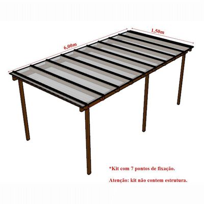 Kit Policarbonato Cristal 6mm 6,00m X 1,50m - Perfis Naturais