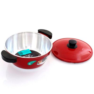 Panela 22cm Vermelho Resistente Gulê Em Alumínio 2,2 Litros