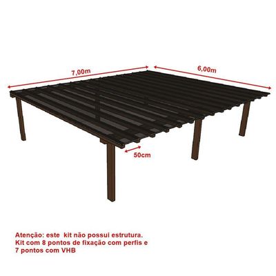 Kit Policarbonato Fume 4mm 7,00m X 6,00m - Perfis Naturais