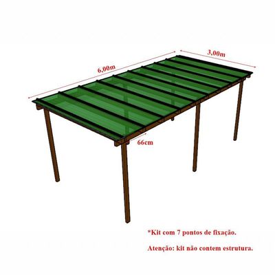 Kit Policarbonato Verde 6mm 6,00m X 3,00m - Perfis Naturais