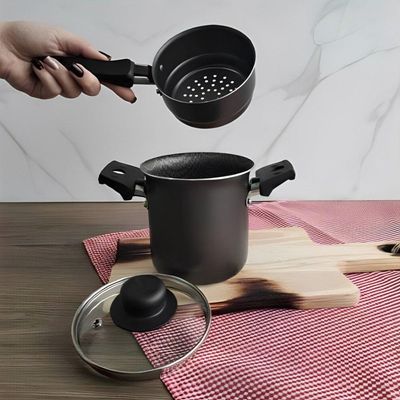 Mini Cuscuzeira Grafite 10 Cm 0,8 L Com Cabo Em Alumínio Com Revestimento Antiaderente Multiflon