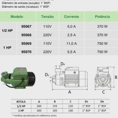 Bomba Dágua Periférica 1hp 60l-min Amanco 110v