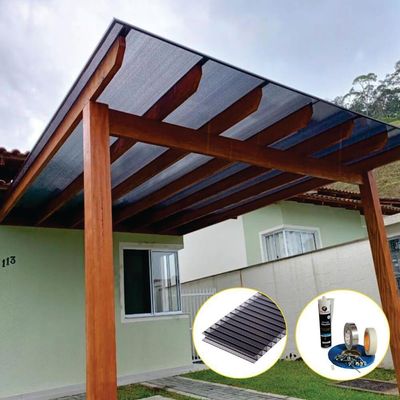 Kit Policarbonato Fume 4mm 4,00m X 1,00m - Perfis Naturais