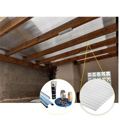 Kit Policarbonato Cristal 4mm 7,00m X 6,00m - Perfis Naturais