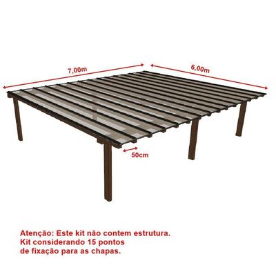 Kit Policarbonato Cristal 4mm 7,00m X 6,00m - Perfis Naturais