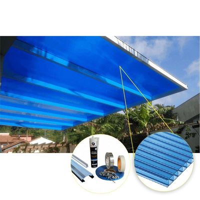 Kit Policarbonato Azul 6mm 2,00m X 6,00m - Perfis Naturais