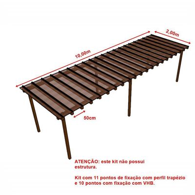 Kit Policarbonato Bronze 4mm 10,00m X 2,00m - Perfis Naturais
