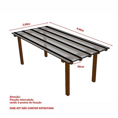 Kit Policarbonato Cristal 4mm 2,00m X 4,00m - Perfis Naturais