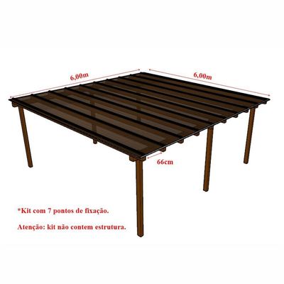 Kit Policarbonato Bronze 6mm 6,00m X 6,00m - Perfis Naturais