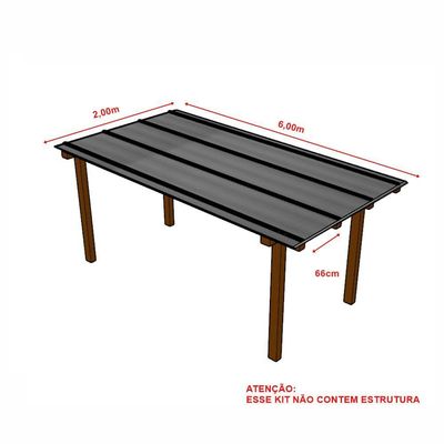 Kit Policarbonato Cinza Refletivo 6mm 2,00m X 6,00m - Perfis Naturais