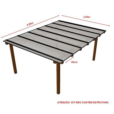 Kit Policarbonato Branco Refletivo 6mm 4,00m X 3,00m - Perfis Naturais