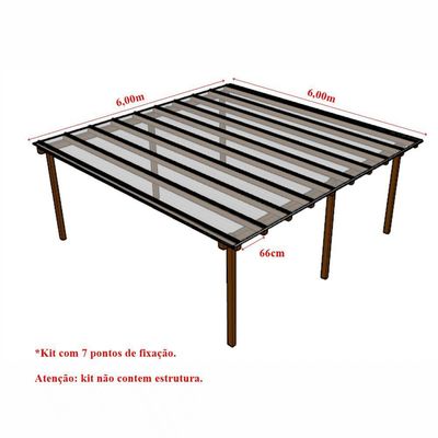 Kit Policarbonato Cristal 6mm 6,00m X 6,00m - Perfis Naturais