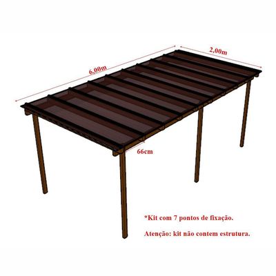 Kit Policarbonato Bronze 6mm 6,00m X 2,00m - Perfis Naturais