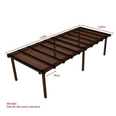 Kit Policarbonato Bronze 6mm 7,00m X 3,00m - Perfis Naturais