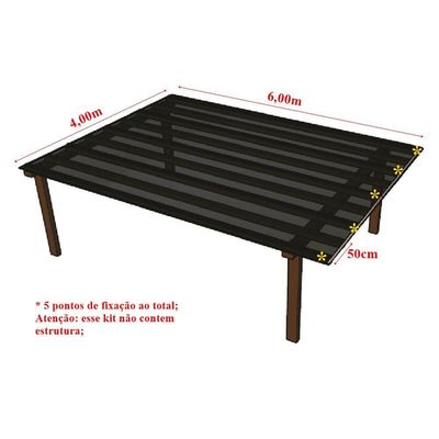 Kit Policarbonato Fume 4mm 4,00m X 6,00m - Perfis Naturais