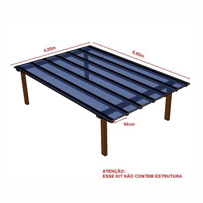 Kit Policarbonato Azul 6mm 4,00m X 6,00m - Perfis Naturais