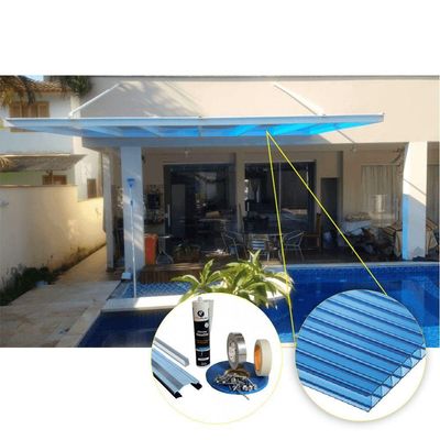 Kit Policarbonato Azul 6mm 4,00m X 6,00m - Perfis Naturais