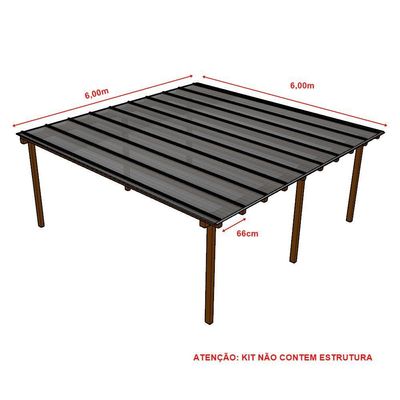 Kit Policarbonato Cinza Refletivo 6mm 6,00m X 6,00m - Perfis Naturais