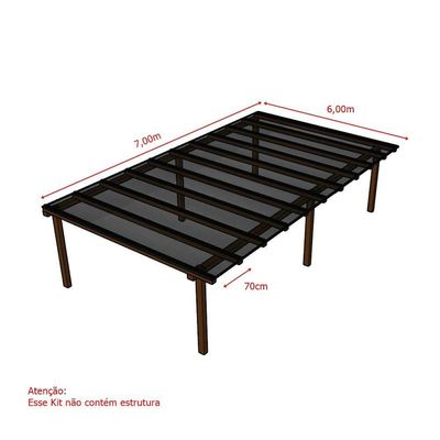 Kit Policarbonato Fume 6mm 7,00m X 6,00m - Perfis Naturais