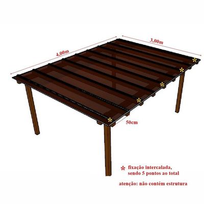 Kit Policarbonato Bronze 4mm 4,00m X 3,00m - Perfis Naturais